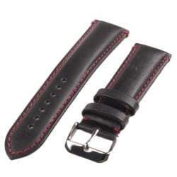 Republic Men's Black/Red Oil Tan Leather Topstitched Watch Strap