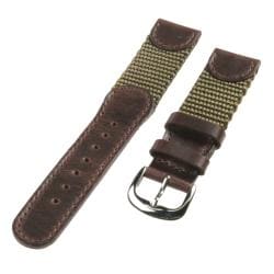 Republic Men's Brown Genuine Leather and Olive Green Nylon Watch Strap