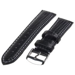 Republic Men's Black Carbon Fiber Style Leather Watch Strap