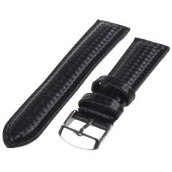 Republic Men's Black Carbon Fiber Style Leather Watch Strap