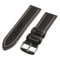 Republic Men's Black Contrast Stitch Shrunken Grain Leather Watch Strap