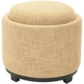 Broadway Single Tray Gold Viscose Storage Round Ottoman
