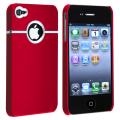 Red/ Chrome Hole Rear Snap-on Rubber Case for Apple iPhone 4/ 4S