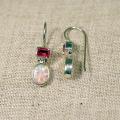 Peyote Bird Designs Sterling Silver Created Opal and Crystal Earrings (Indonesia)