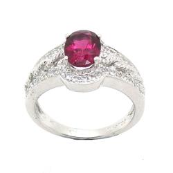 D'sire 10k White Gold Pink Rubelite and White Sapphire Ring
