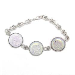 Pearlz Ocean Sterling Silver White Window Druzy Bracelet