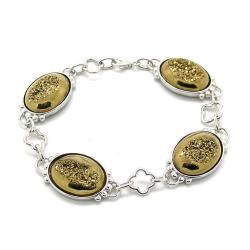 Pearlz Ocean Sterling Silver Golden Window Druzy Oval Bracelet
