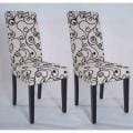 Parson Cream and Black Rubber Wood Dining Chairs (Set of 2)