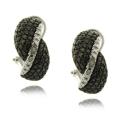 Sterling Silver Black and White Diamond Accent Twist Earrings