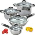 Cook N Home 8-pc Stainless Steel Encapsulated Bottom Cookware