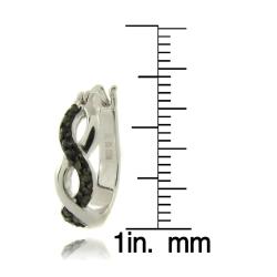 Sterling Silver Black Diamond Accent Infinity Hoop Earrings