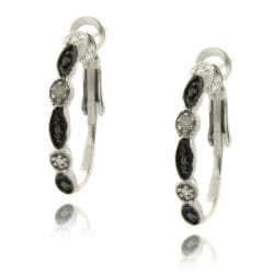Sterlings Silver Black and White Diamond Accent Marquise Earrings