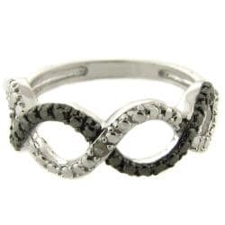 Sterling Silver Diamond Accent Black and White Infinity Ring