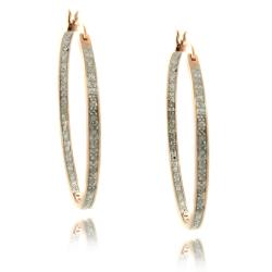 Fusion Rose Gold Overlay 1/4ct TDW Diamond Hoop Earrings
