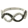 Sterling Silver Diamond Accent Black and White Infinity Ring