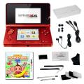Nintendo 3DS Flame Red Bundle with Super Monkey Ball and 20 Accessories