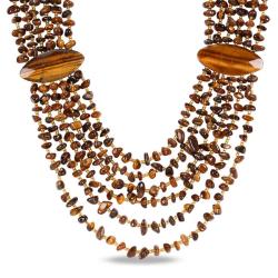 New! Goldtone Tiger's Eye Six-Strand Necklace