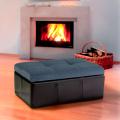 Lucille Black Leather/ Grey Microfiber Storage Ottoman