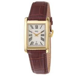 ESQ by Movado Men's 'Filmore' Yellow Goldplated Stainless Steel and Leather Quartz Watch