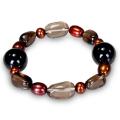 New! Agate, Quartz and Pearl Stretch Bracelet (6-9 mm)