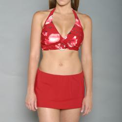 Jantzen Women's Size 8 Red Floral Skirted Bikini