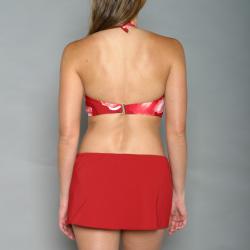 Jantzen Women's Size 8 Red Floral Skirted Bikini