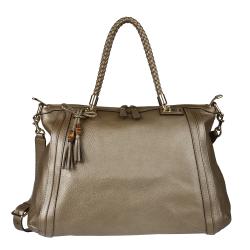 Gucci Bella Champagne Metallic Leather Tote Bag