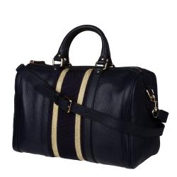 Gucci Navy Leather Boston Satchel Bag