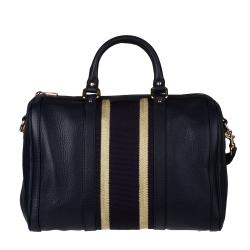 Gucci Navy Leather Boston Satchel Bag