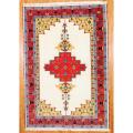 Indo Hand-knotted Kazak Ivory/ Red Wool Rug (6'7 x 9'8)