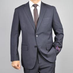 Carlo Lusso Men's Pinstripe Black 2-Button Suit