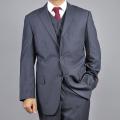 Carlo Lusso Men's Dark Charcoal Grey 2-Button Vested Suit