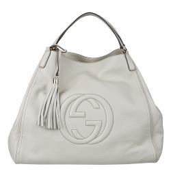 Gucci White Leather Medium Soho Hobo Bag