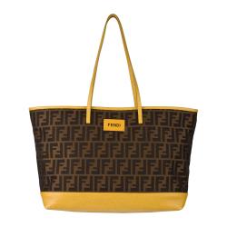 Fendi Tobacco Yellow Zucca Roll Tote