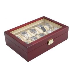 Glossy Rosewood Finish 10-watch Display Storage Case