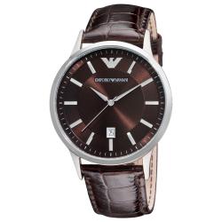Emporio Armani Women's 'Classic' Brown Dial Brown Leather Strap Watch