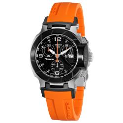 Tissot Women's T-Race Black Dial Orange Silicone Strap