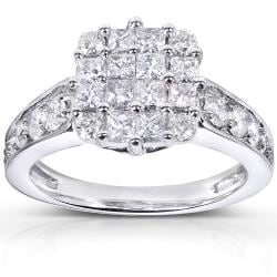 14k White Gold 1 1/10ct TDW Diamond Cluster Engagement Ring (H-I, I1-I2)