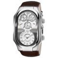 Philip Stein Men's 'Signature' Silver Dial Dual Time Chronograph Watch