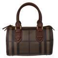 Burberry Dark Tan Check Bowler Bag
