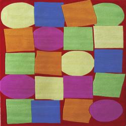 Handmade Children's Circles and Squares Wool Rug (3'7 x 5'5)