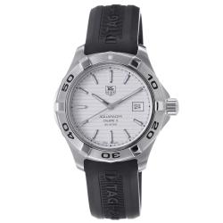 Tag Heuer Men's 'Aquaracer 5' Silver Dial Black Silicone Strap Watch