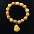 Yellow Jade Happy Buddha Stretch Charm Bracelet (China)