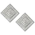 Tressa Silvertone Pave-set Cubic Zirconia Square Earrings