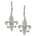 Tressa Silvertone Pave-set Cubic Zirconia Fleur De Lis Dangle Earrings