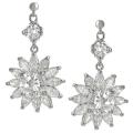 Tressa Silvertone Cubic Zirconia Flower Dangle Earrings