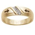 18k Gold over Silver Men's Diamond Accent 'WITH THIS RING I THEE WED' Band