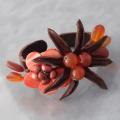 Funky Brown Pearl and Carnelian Leather Cuff (5-7 mm)(Thailand)