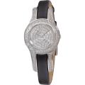 Ebel Women's 'Midnight' Diamond Pave Dial Black Satin Strap Watch