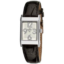 Eterna Women's 'Historique' Silver Dial Black Leather Strap Watch